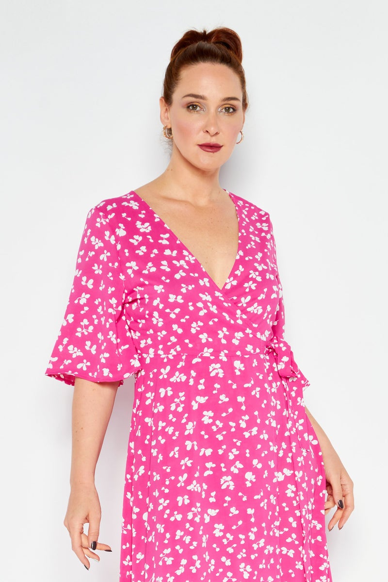 French Connection فستان ماكسي مطبوع بالكامل للنساء، وردي - Image 2